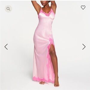 Skims Dresses | Shine Stretch Satin Lace Maxi Dress